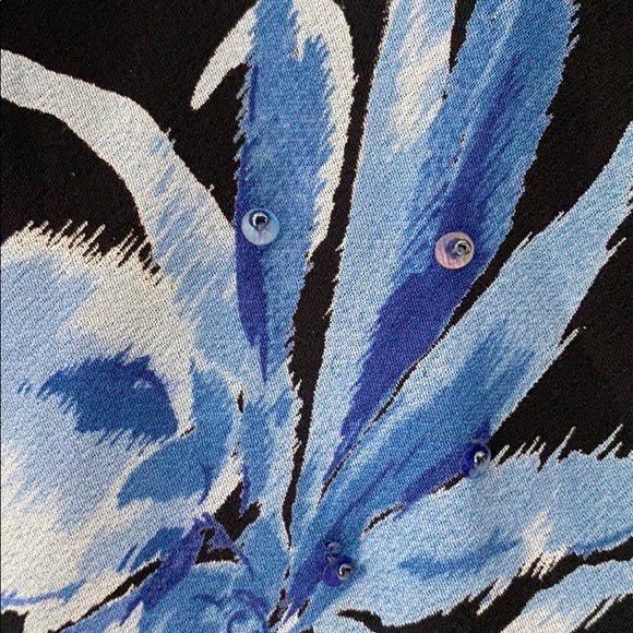 Majick long Lined Sheer sleeved Navy + Blue Dress - Picture 6 of 14